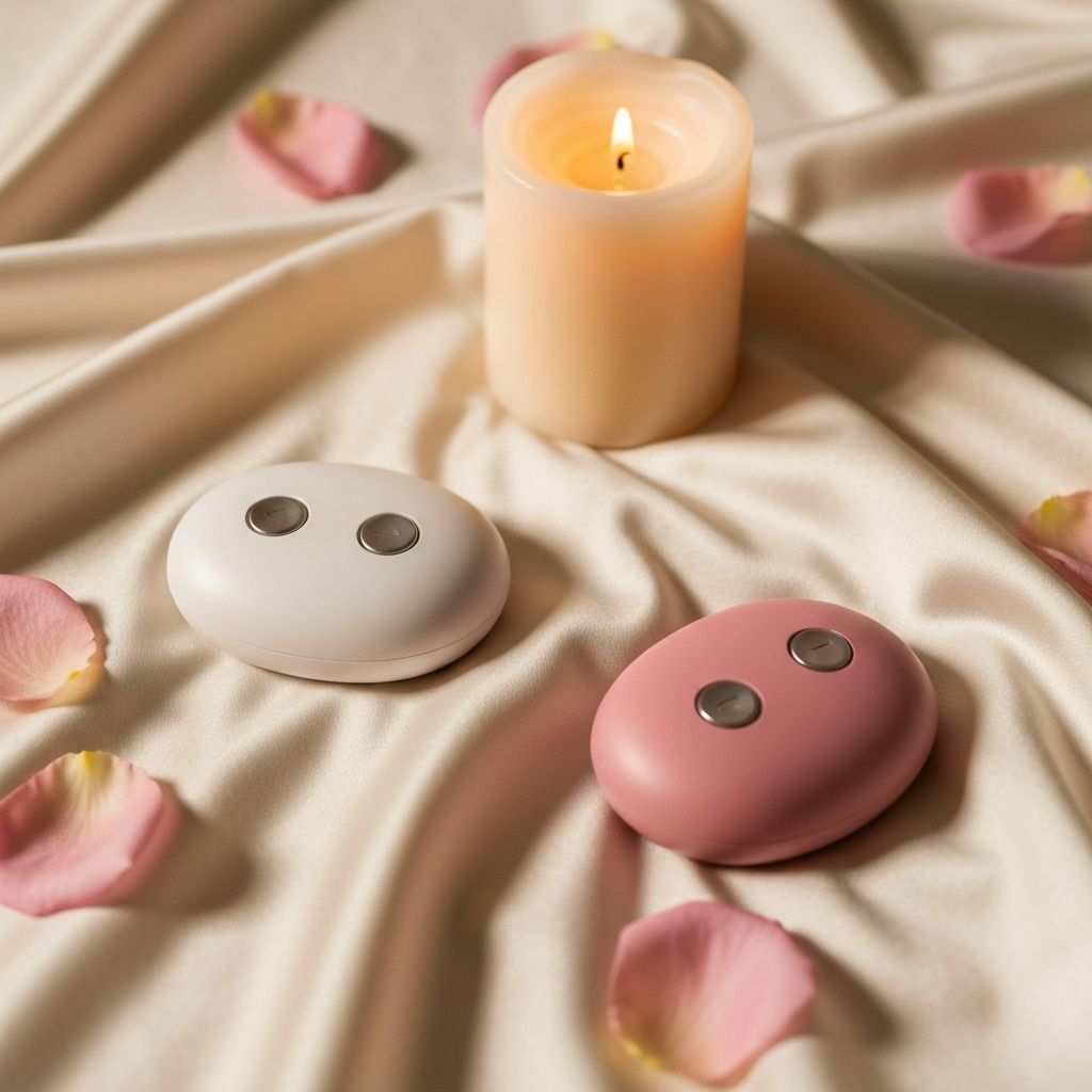 Premium sexual wellness products on silk bedsheets